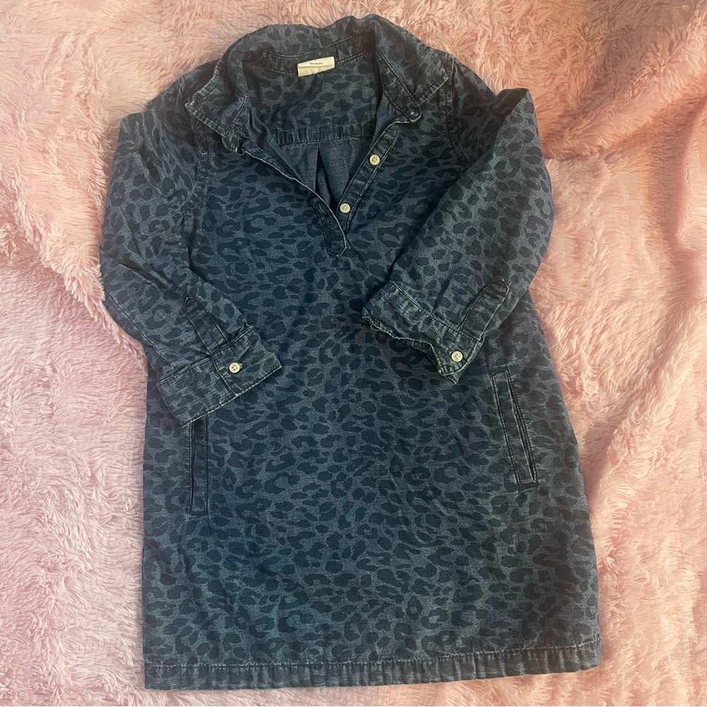 🎀5/$25🎀 crazy 8 leopard cheetah denim shirt dress chambray girl 7 pockets